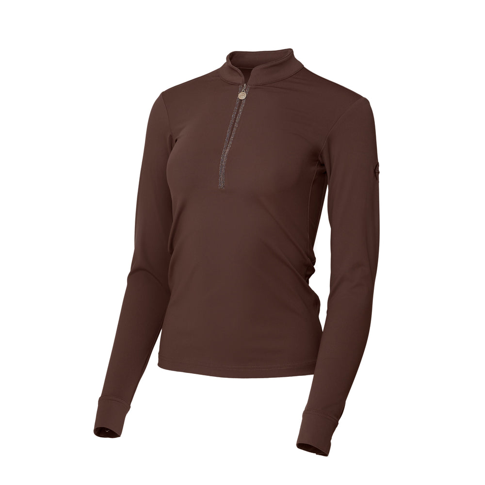 Heidi - Long Sleeve Riding Top with Crystal Fabric Trim - Equine Exchange Tack Shop