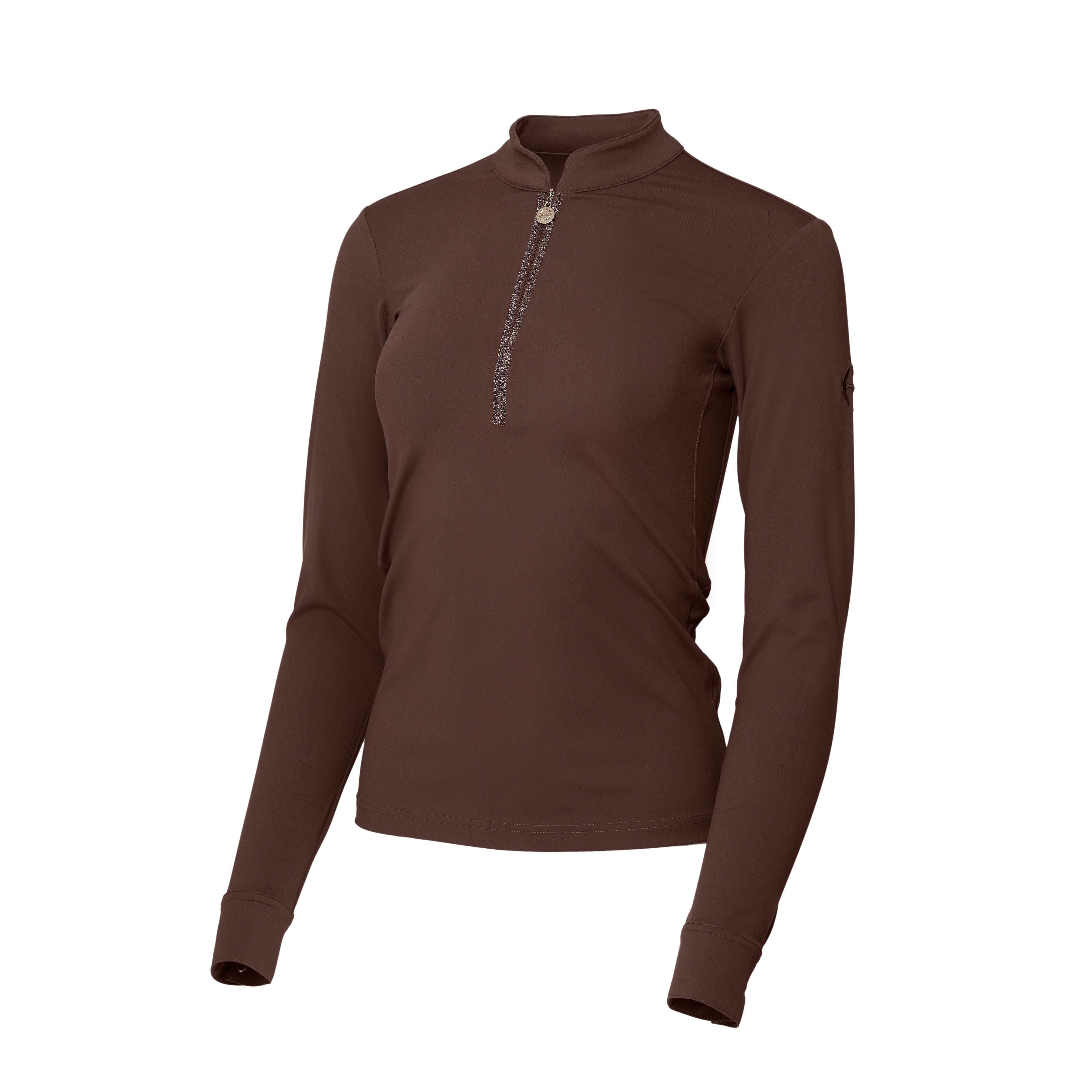 Heidi - Long Sleeve Riding Top with Crystal Fabric Trim  