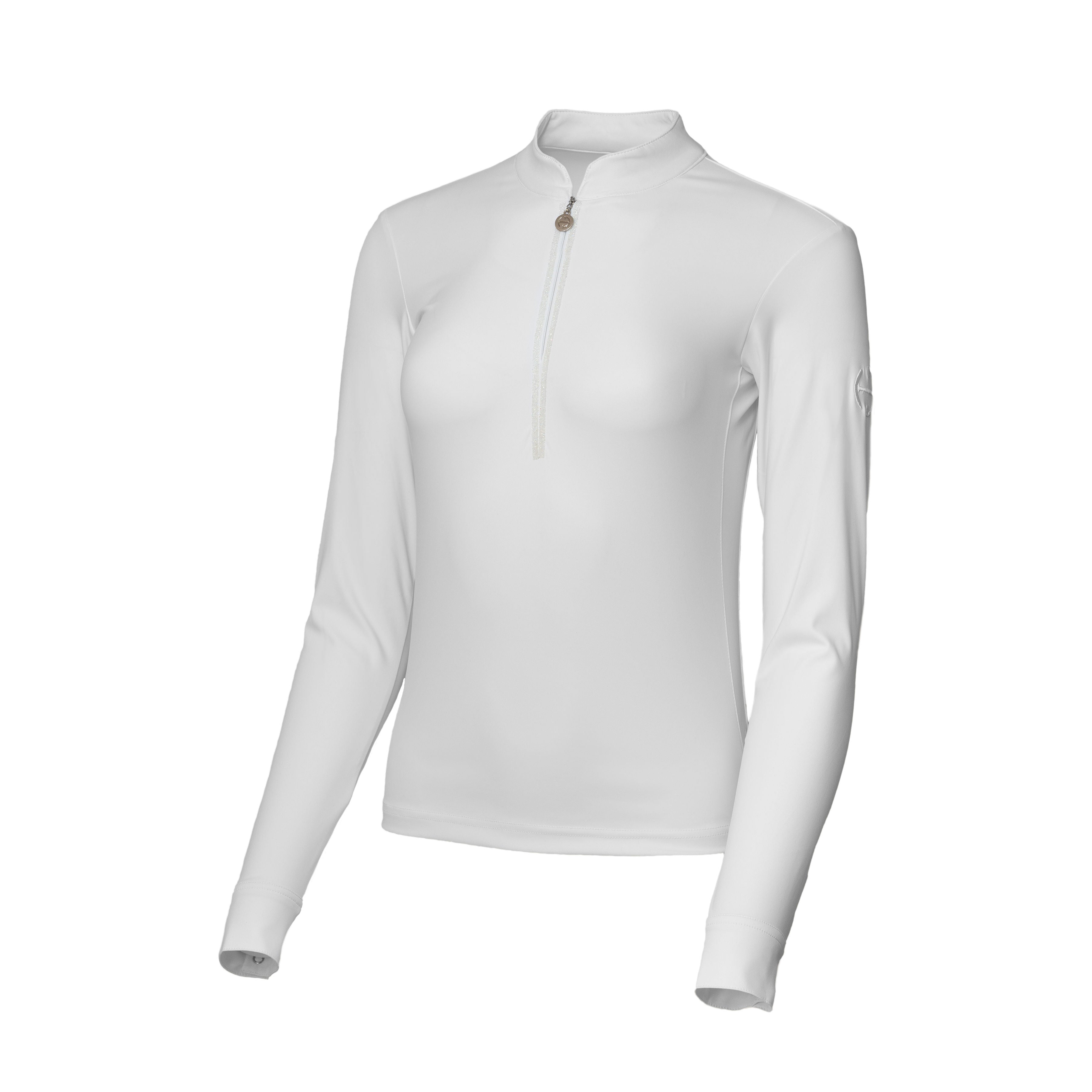 Heidi - Long Sleeve Riding Top with Crystal Fabric Trim - Equine Exchange Tack Shop