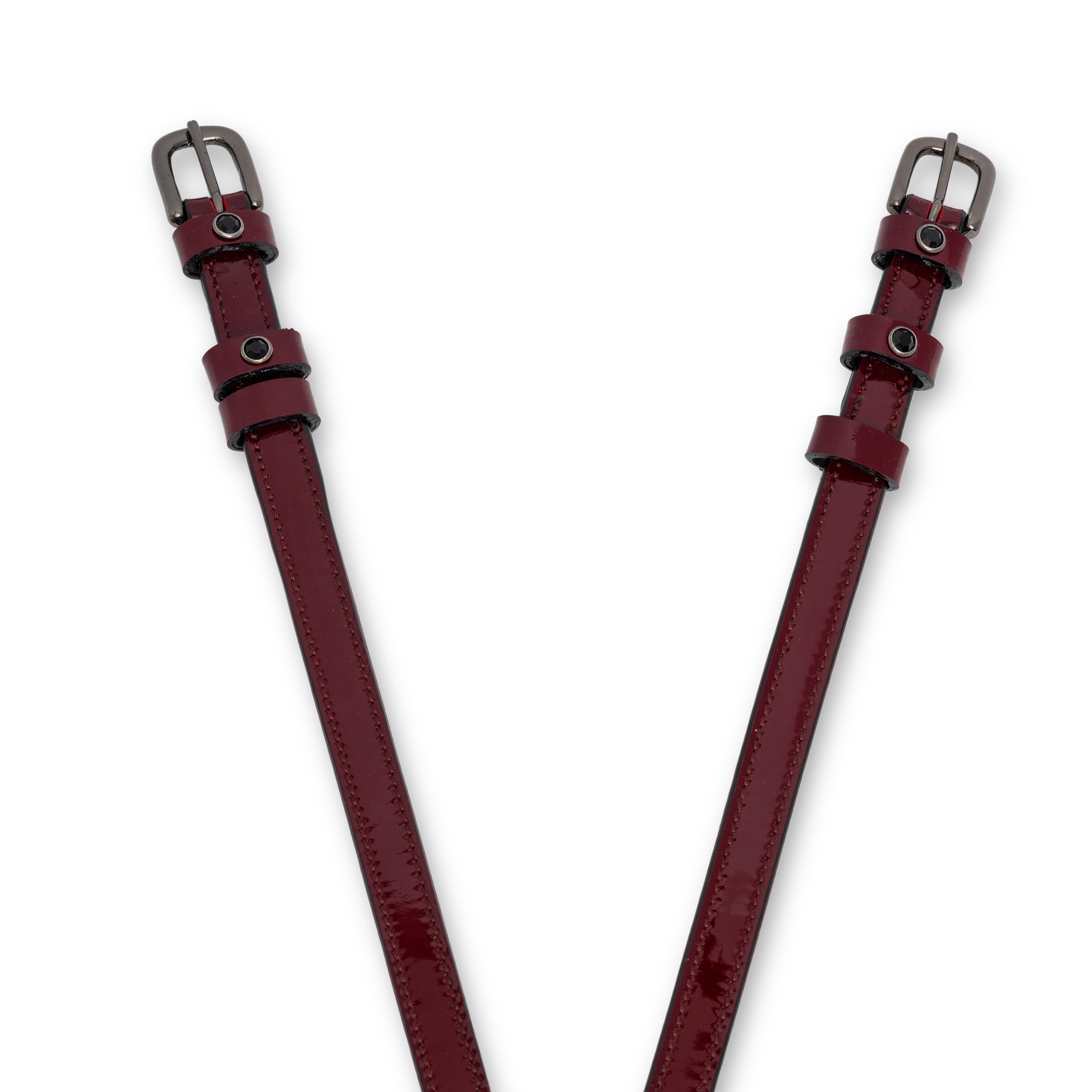 Hayworth Burgundy Patent Leather Spur Straps - Equine Exchange Tack Shop