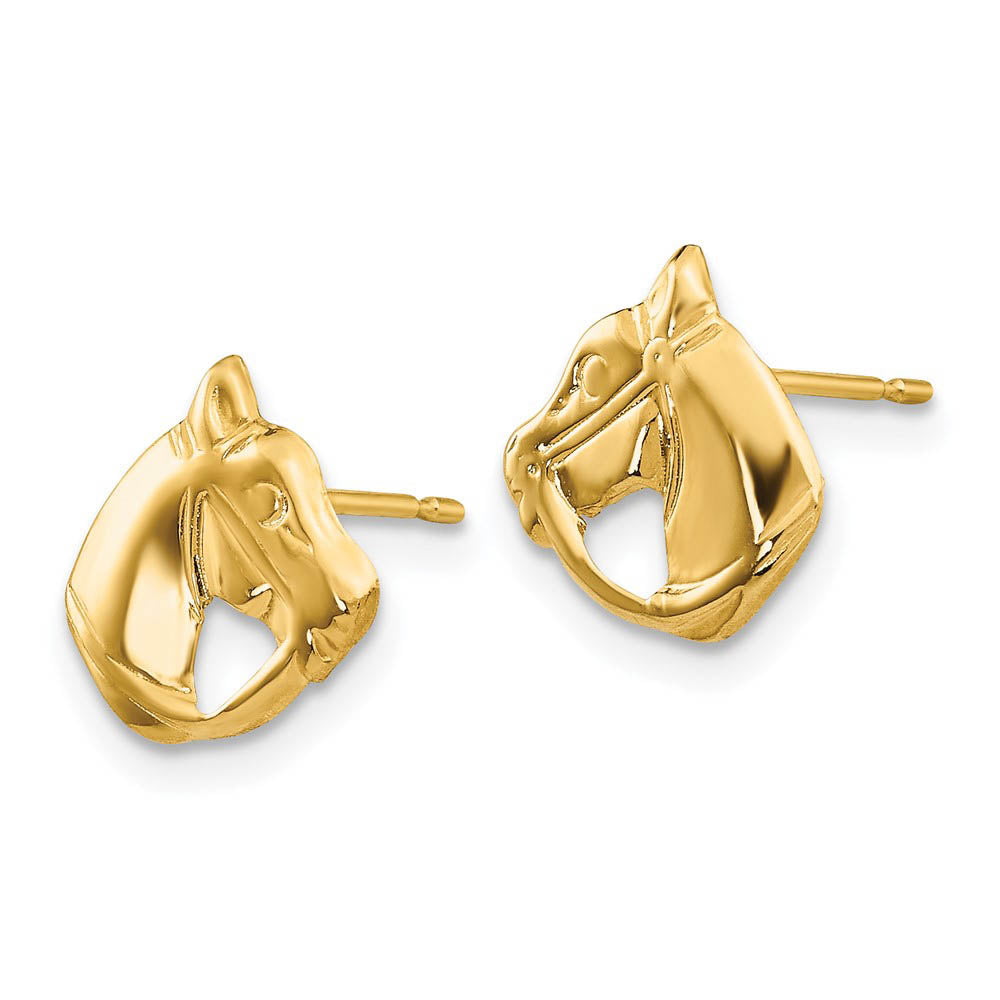 Kids Horse Head 14k Gold Earrings