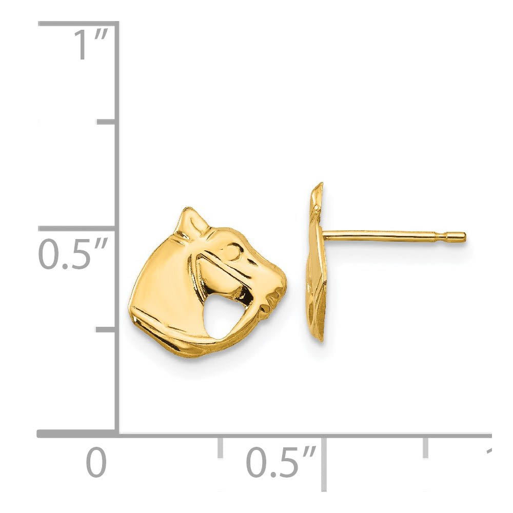 Kids Horse Head 14k Gold Earrings