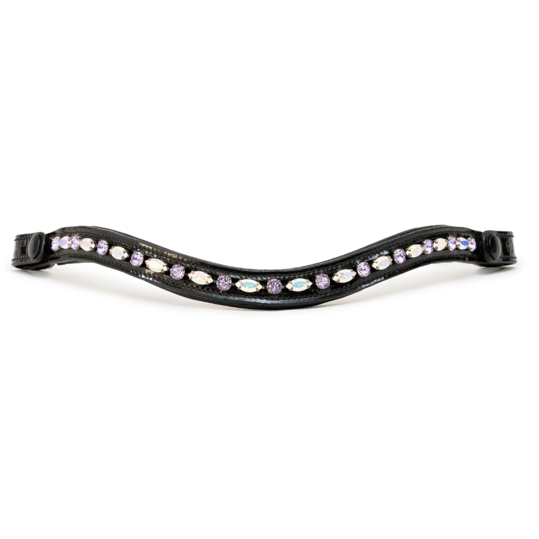 Paris Navette Crystal Patent Midline Browband - AB & Light Amethyst - Equine Exchange Tack Shop