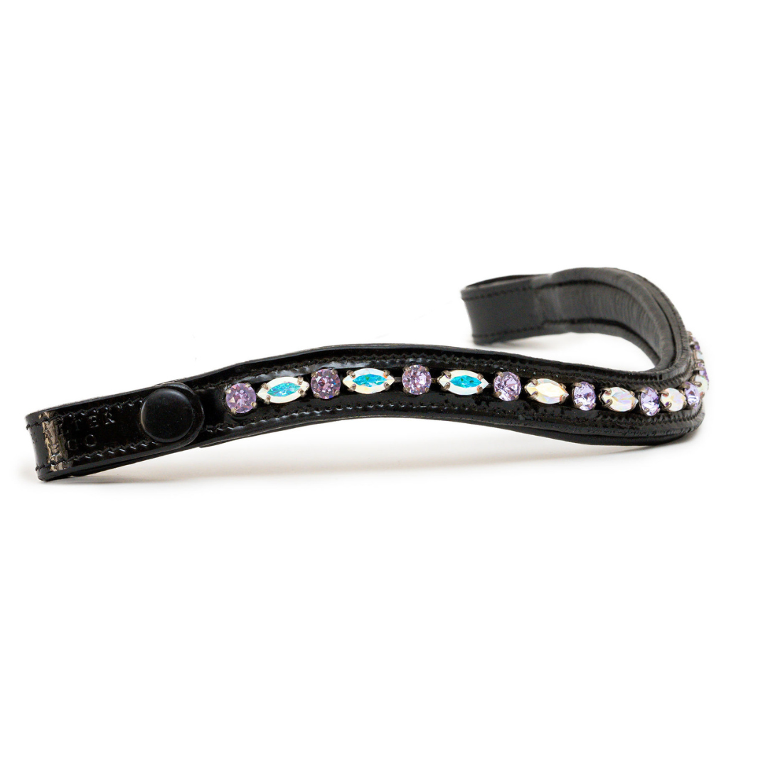 Paris Navette Crystal Patent Midline Browband - AB & Light Amethyst - Equine Exchange Tack Shop