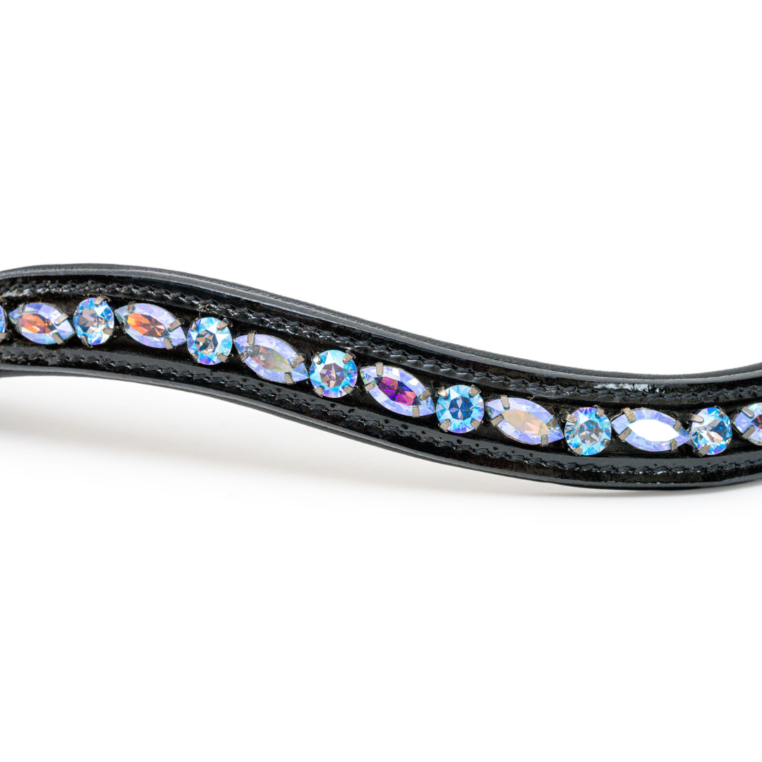 Paris Navette Crystal Patent Midline Browband - Light Sapphire Shimmer - Equine Exchange Tack Shop