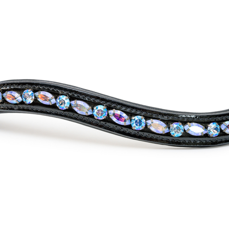 Paris Navette Crystal Patent Midline Browband - Light Sapphire Shimmer - Equine Exchange Tack Shop