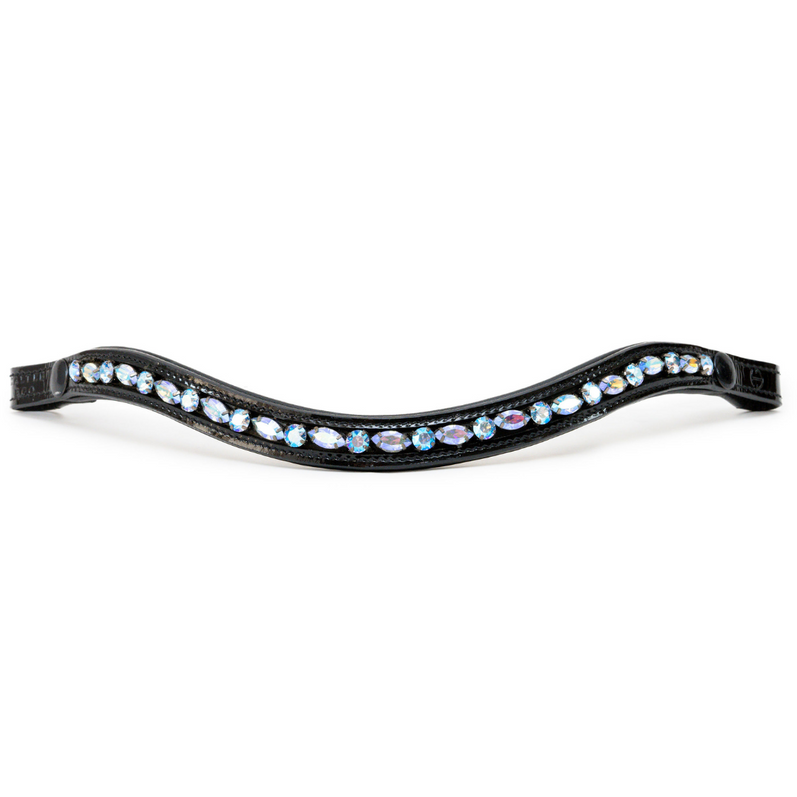 Paris Navette Crystal Patent Midline Browband - Light Sapphire Shimmer - Equine Exchange Tack Shop