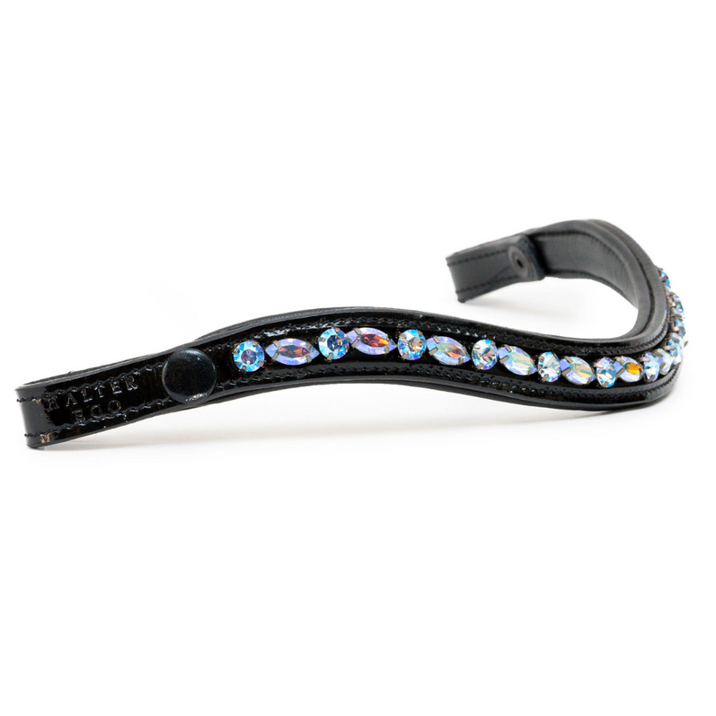 Paris Navette Crystal Patent Midline Browband - Light Sapphire Shimmer - Equine Exchange Tack Shop
