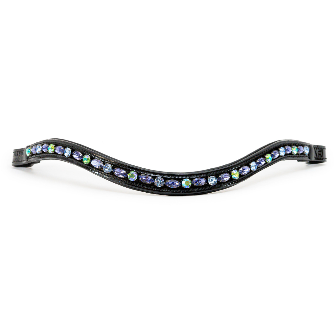 Paris Navette Crystal Patent Midline Browband - Tanzanite, Light Sapphire & Peridot Shimmer - Equine Exchange Tack Shop