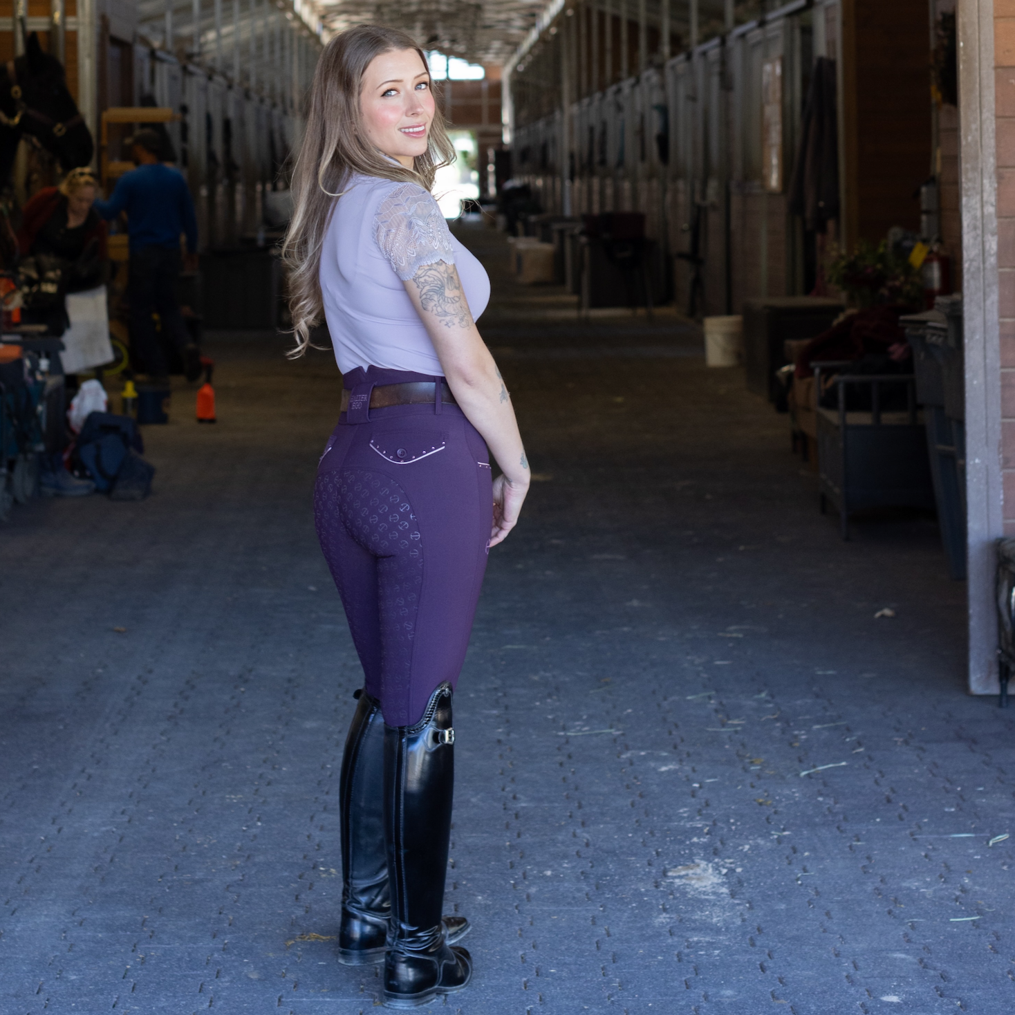 Charlie Short Sleeve Lace Riding Shirt - Light Amethyst - Equine Exchange Tack Shop