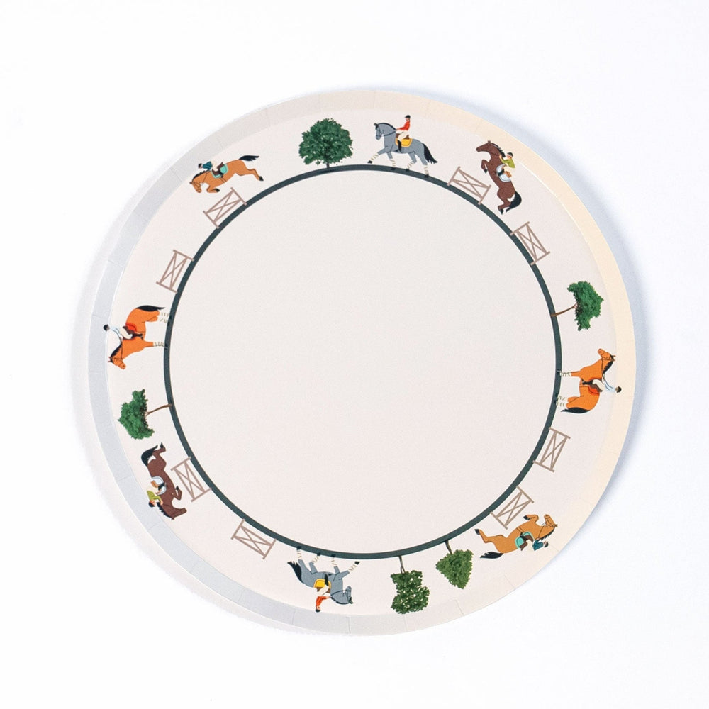 Equestrian Horse Riding Paper Dinner Plates (9 Inch) | Hunter Jumper Party Theme | Eco-Friendly, Recyclable Horse Party Plates for Kids & Adults (x 12) - Equine Exchange Tack Shop