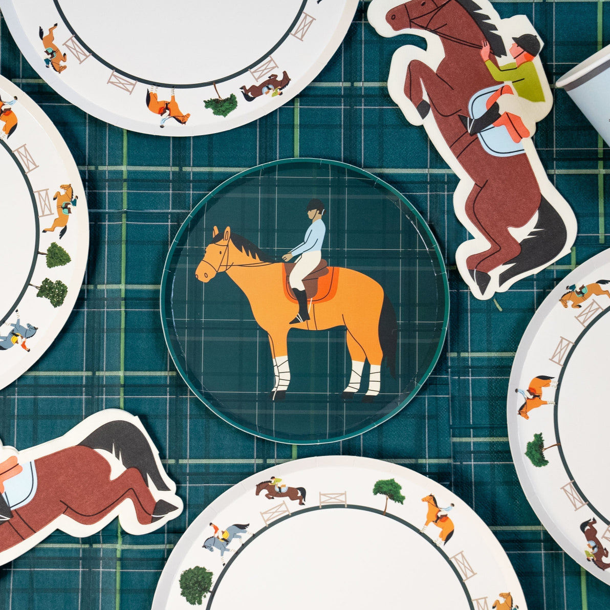 Equestrian Horse Dessert Plates (7 Inch) | Horse Party Supplies | Recyclable Paper Plates for Horse Lovers, Pony Party, Kids & Adults (x 12)