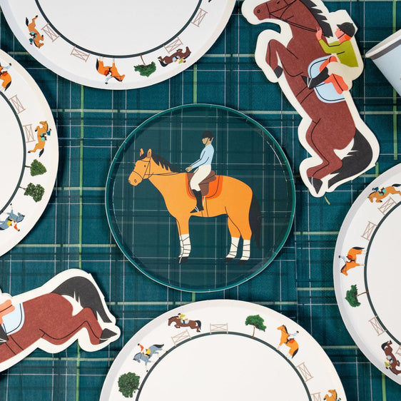Equestrian Horse Riding Paper Dinner Plates (9 Inch) | Hunter Jumper Party Theme | Eco-Friendly, Recyclable Horse Party Plates for Kids & Adults (x 12) - Equine Exchange Tack Shop