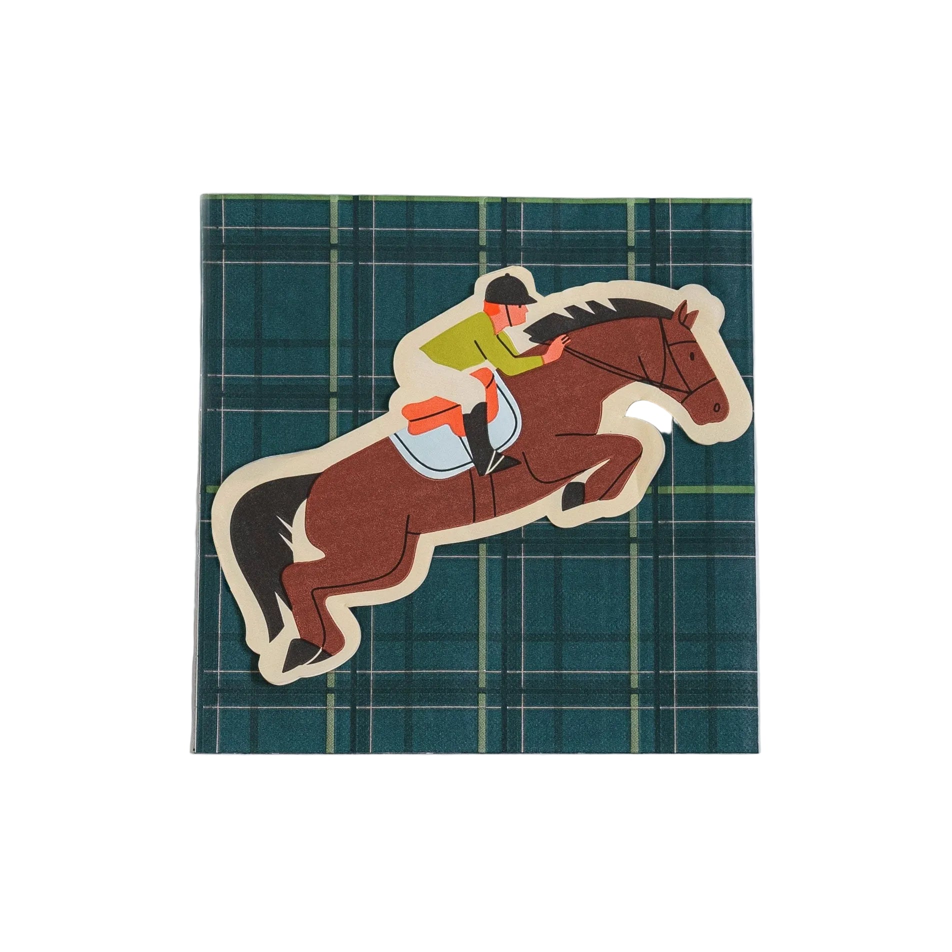 Horse Plaid Party Napkins (8x8in) | Equestrian Party Tableware | Eco-Friendly, Recyclable Paper Napkins (x 20) - Equine Exchange Tack Shop