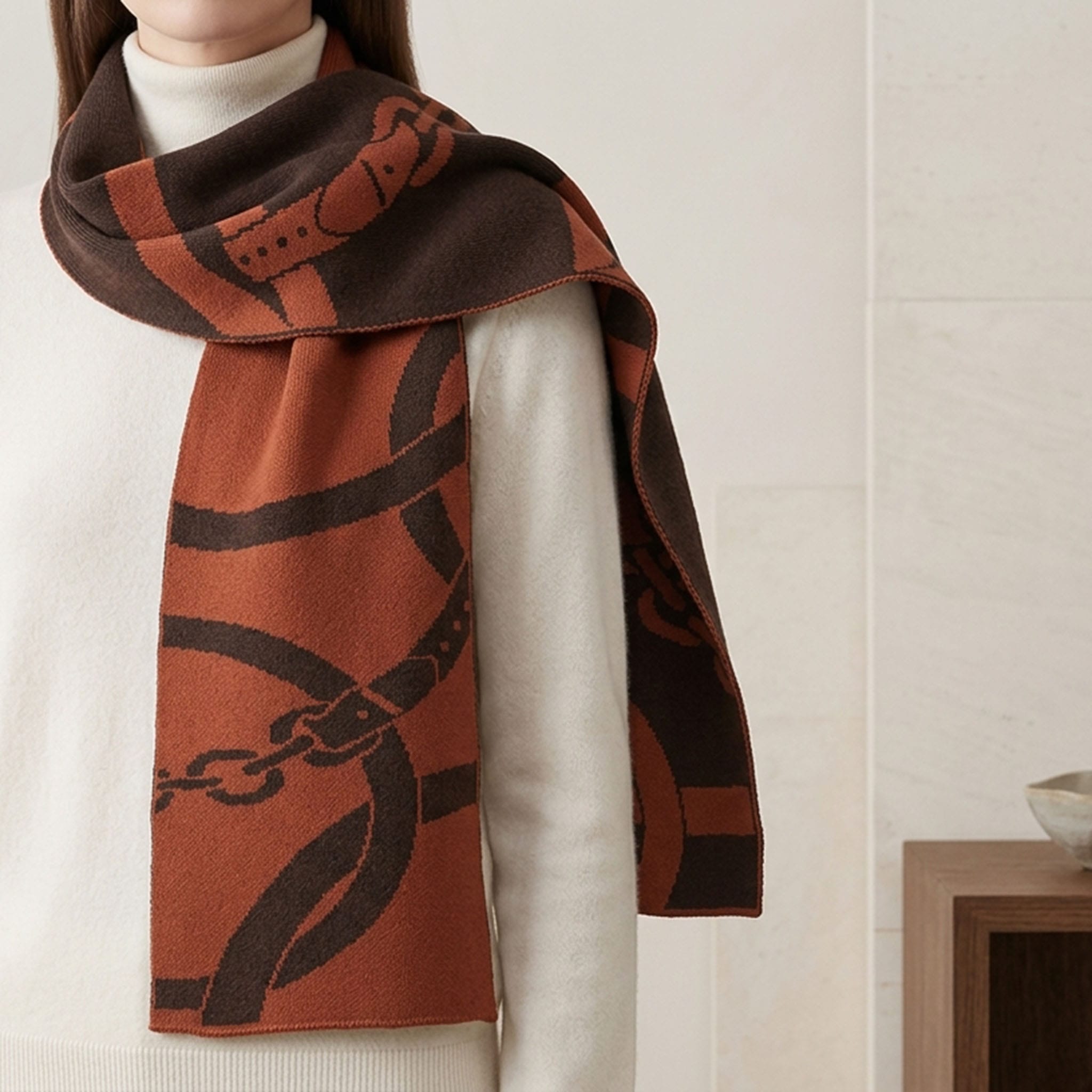 Cotton Sustainable Knit Scarf - Equestrian Loops