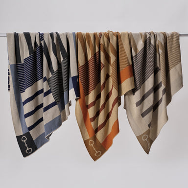 Cotton Sustainable Knit Plaid Throw Blanket - Equestrian Stable Stripe - Equine Exchange Tack Shop