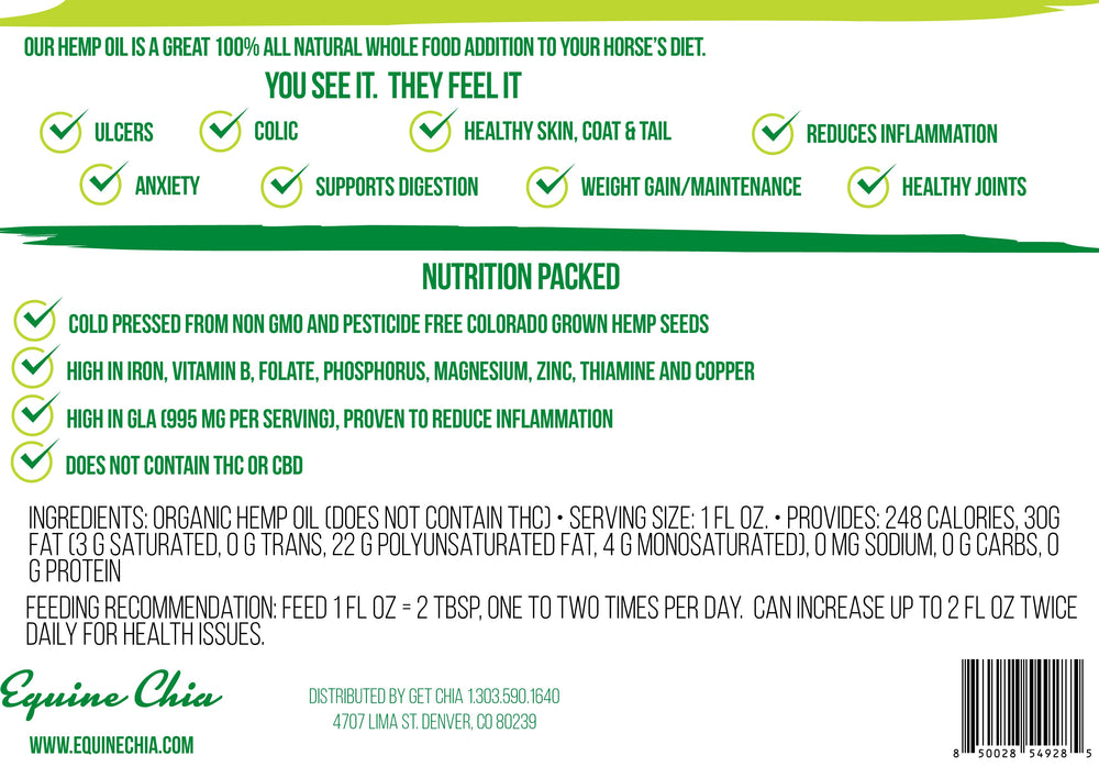 Organic Equine Hemp Heart Oil