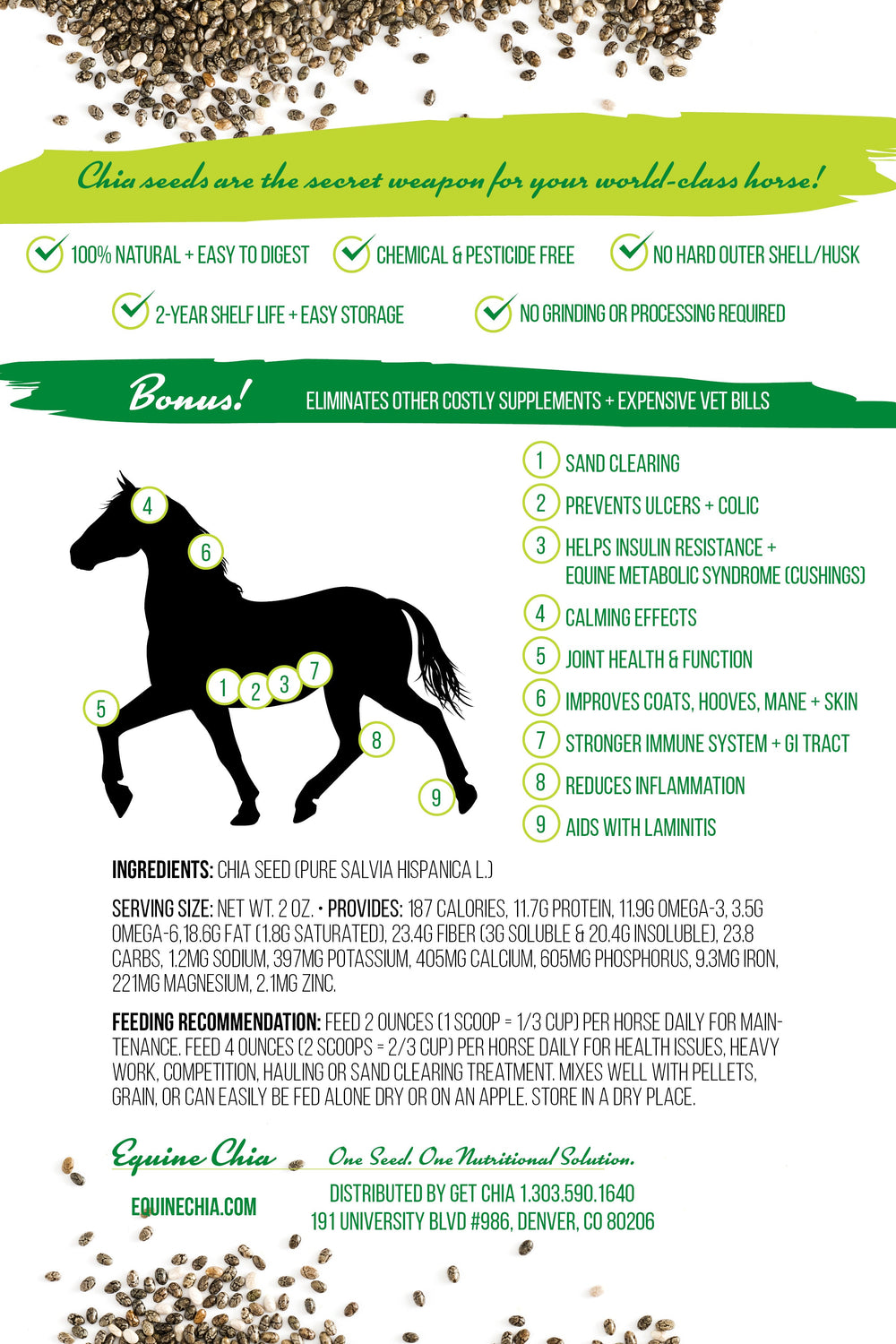 Regular Equine Chia Bulk Sacks (45 LB)