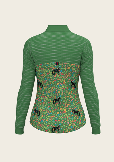 Cavallo Flower on Green Sport Mesh Quarter Zip Sun Shirt - Equine Exchange Tack Shop