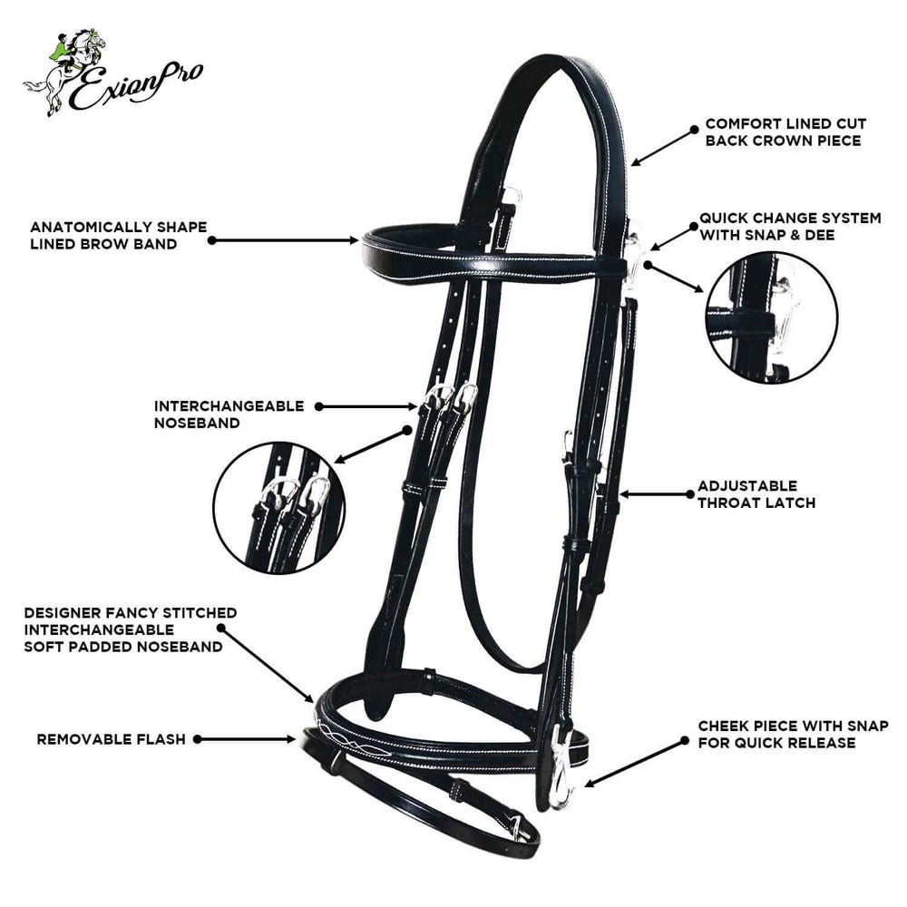 ExionPro Snap Snaffle Jumping Bridle with Rubber Reins - Equine Exchange Tack Shop