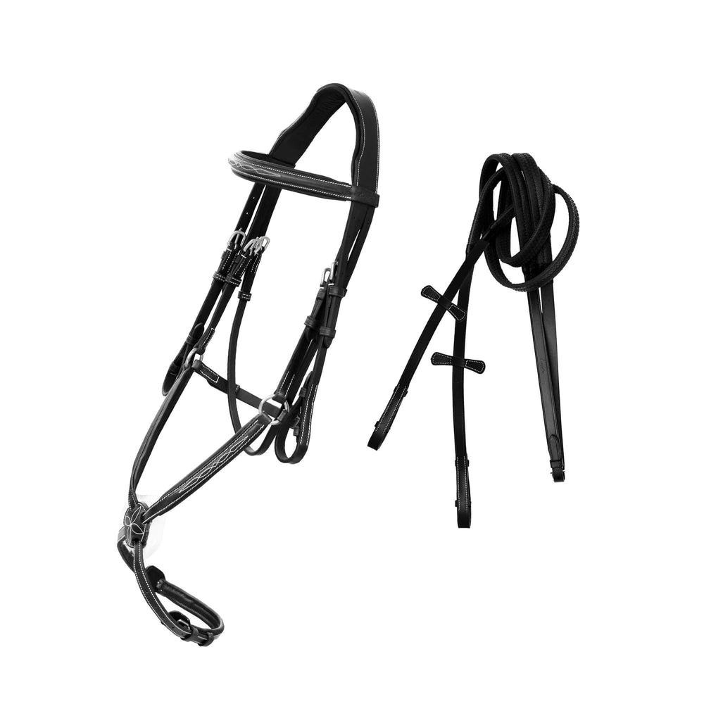 ExionPro Fancy Stitched Figure 8 Bridle w/Rubber Reins - Equine Exchange Tack Shop