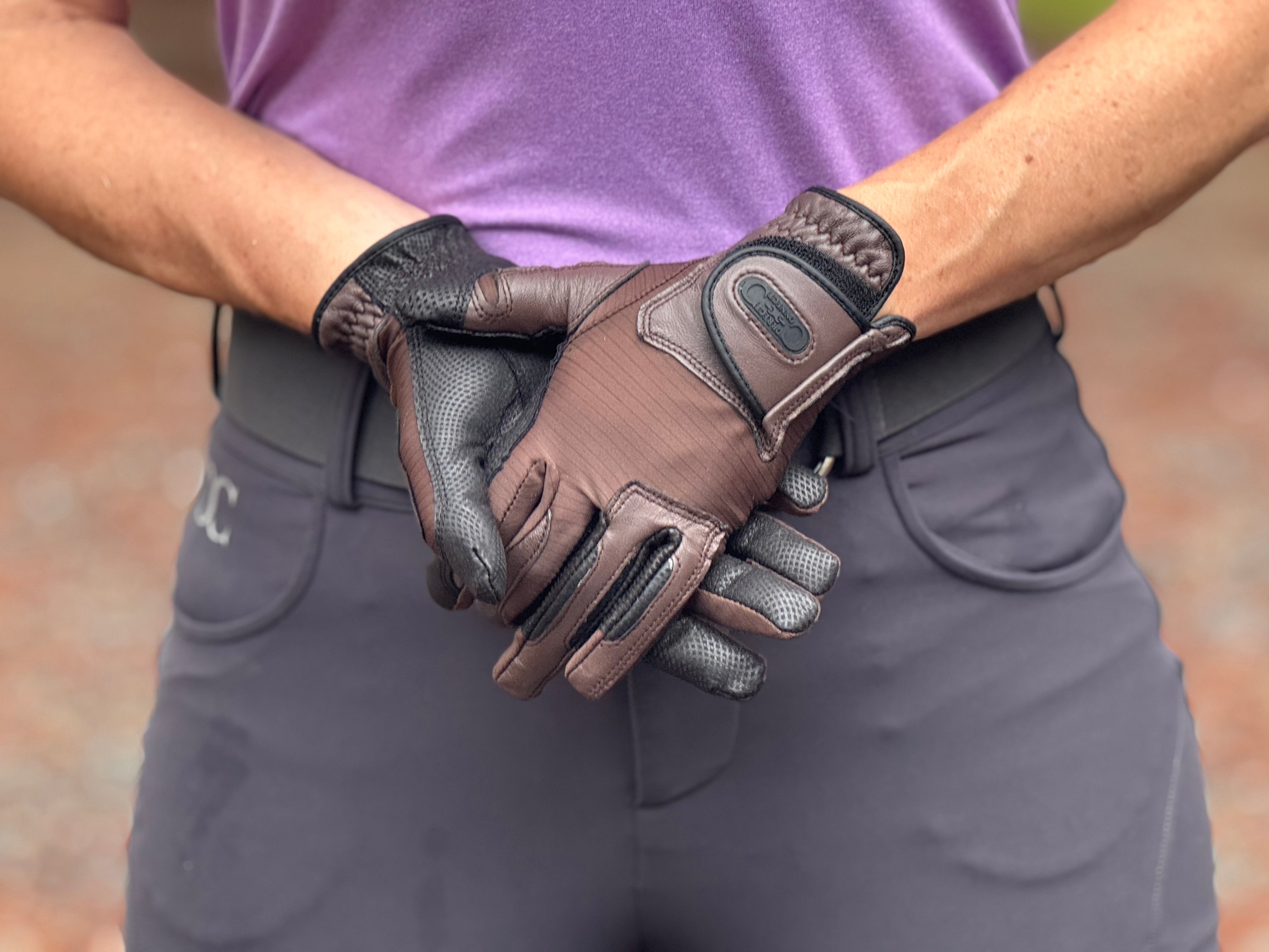Tackified Copper Tech™️ Leather Premium Riding Glove in Brown - Equine Exchange Tack Shop