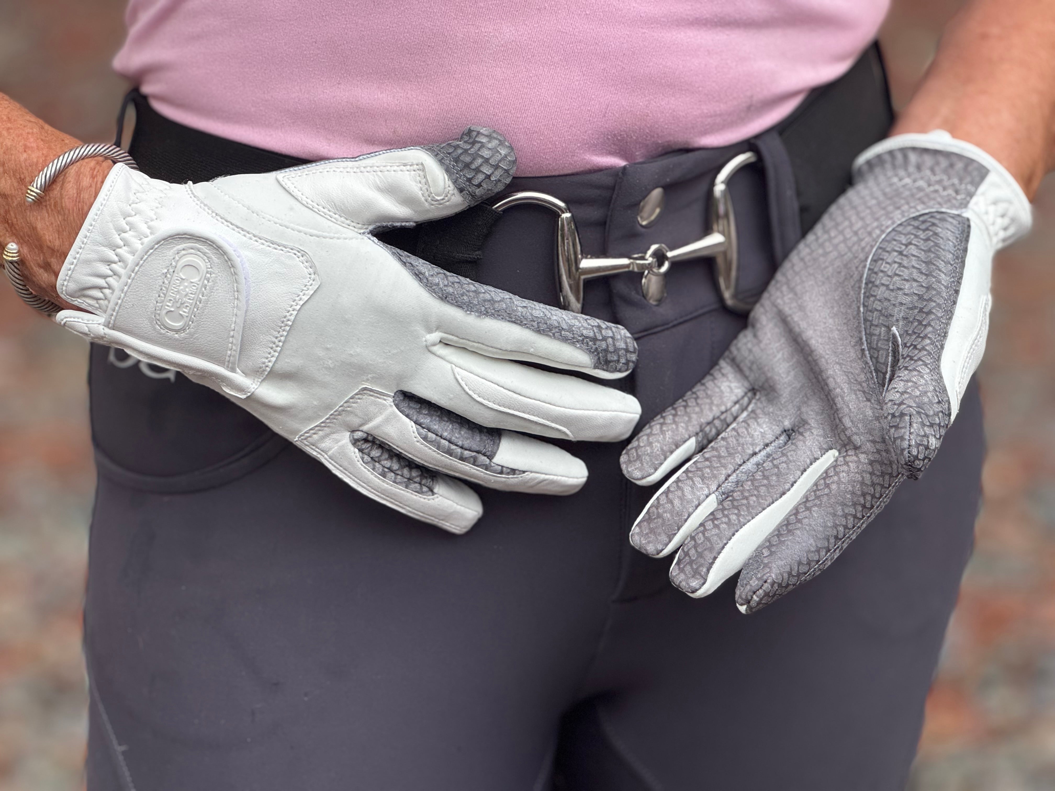 Oil-Tac Coppertech Leather Premium Riding Glove in White - Equine Exchange Tack Shop