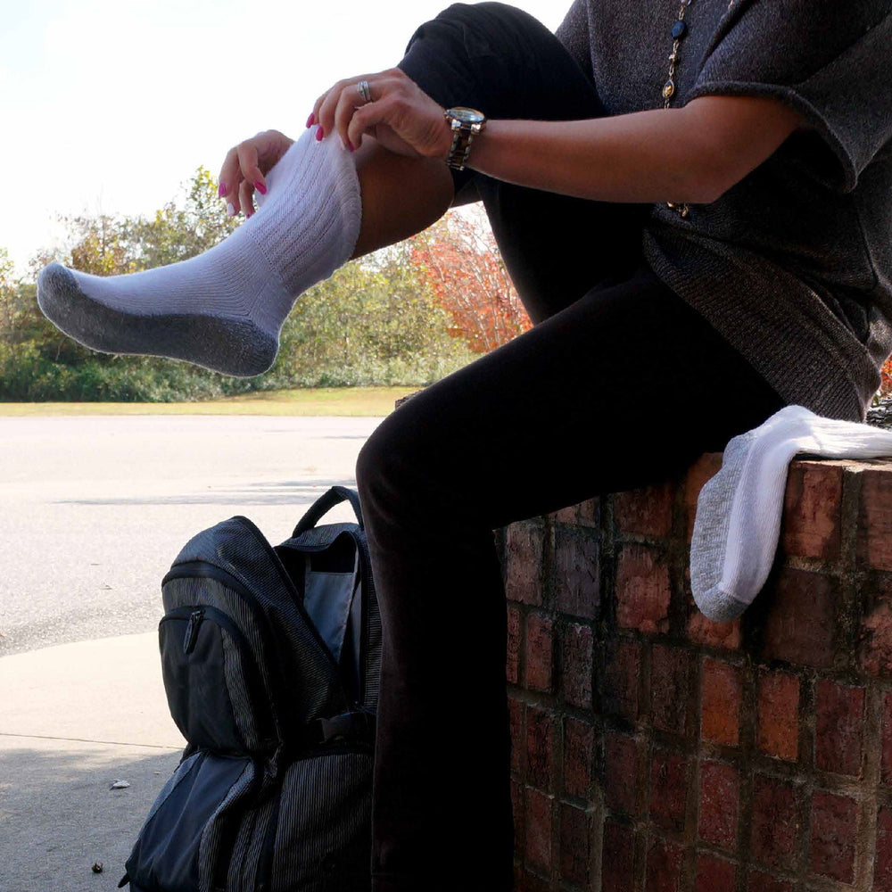 Cozy Diabetic Comfort Relax Fit White Crew Socks - Equine Exchange Tack Shop