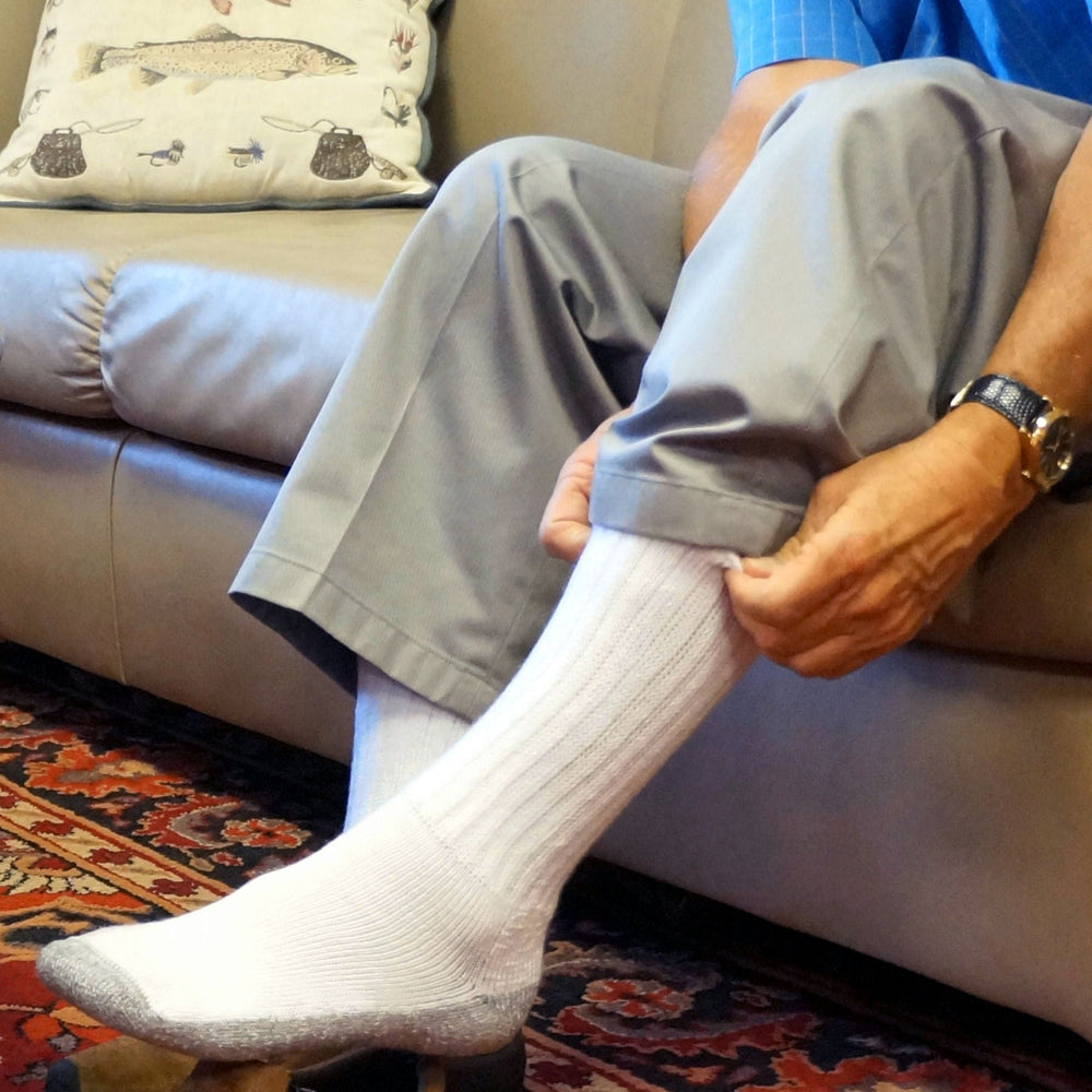 Cozy Diabetic Comfort Relax Fit White Crew Socks - Equine Exchange Tack Shop