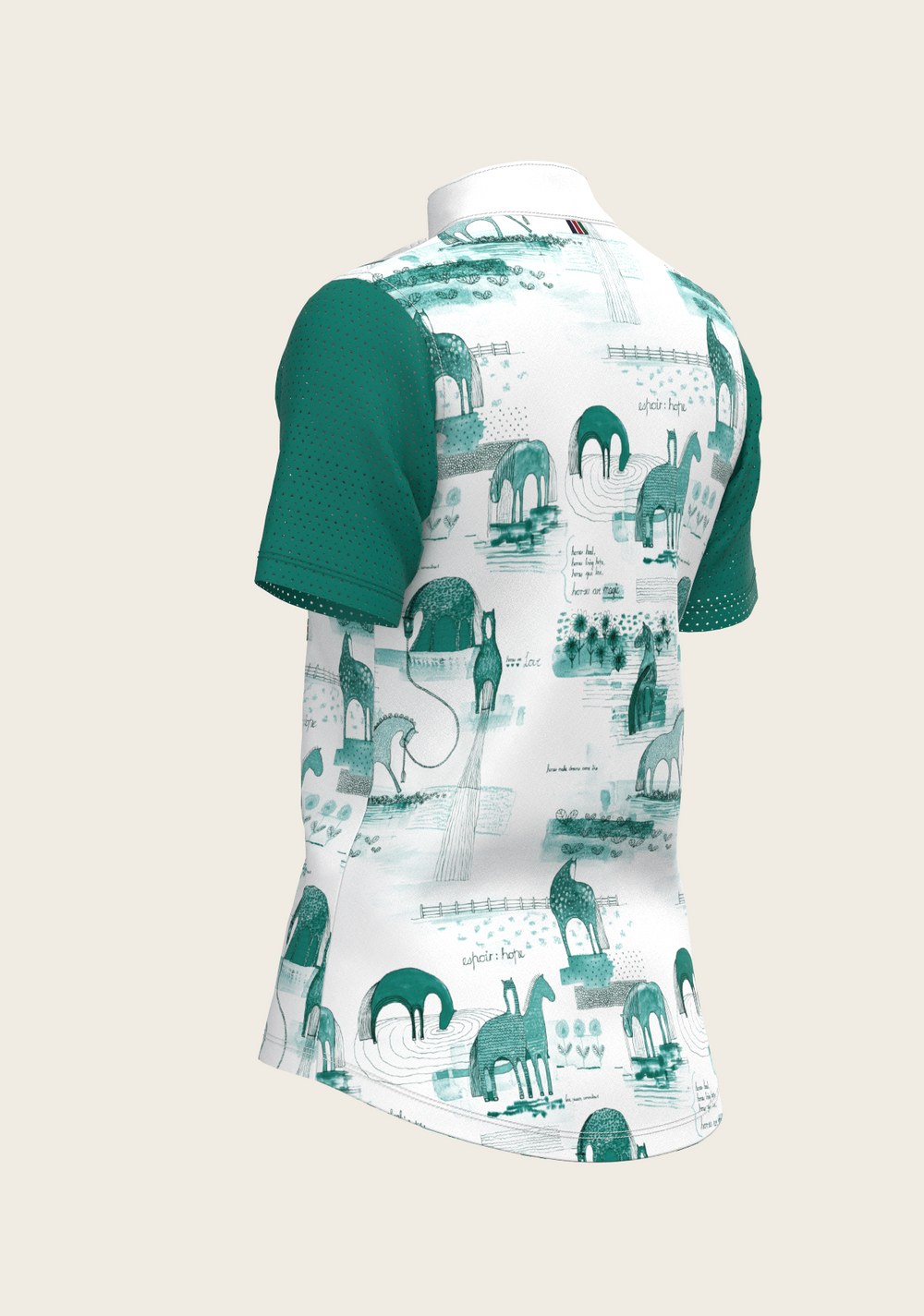 Daydreaming Horses in Green Short Pleated Short Sleeve Show Shirt - Equine Exchange Tack Shop