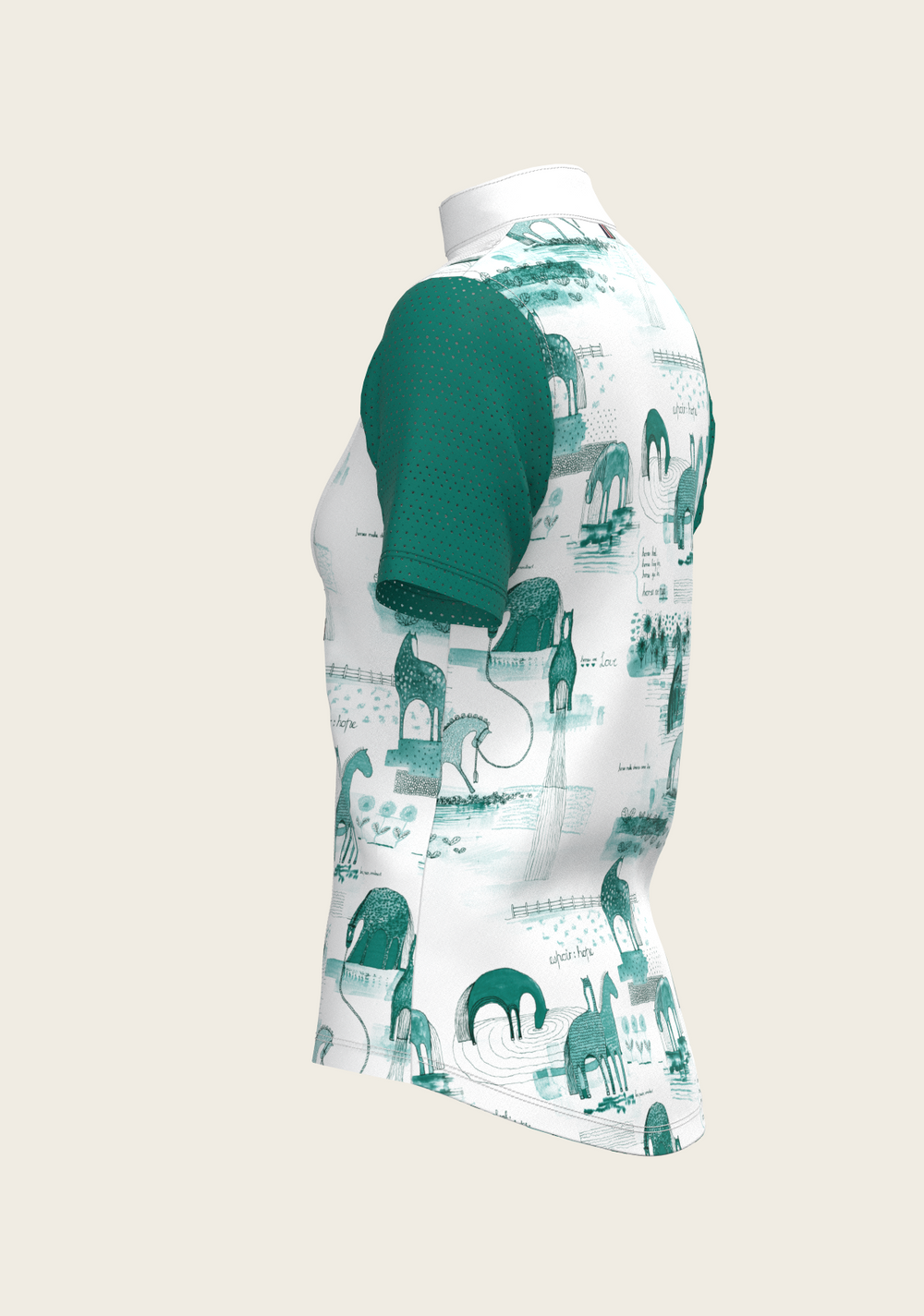 Daydreaming Horses in Green Short Pleated Short Sleeve Show Shirt - Equine Exchange Tack Shop