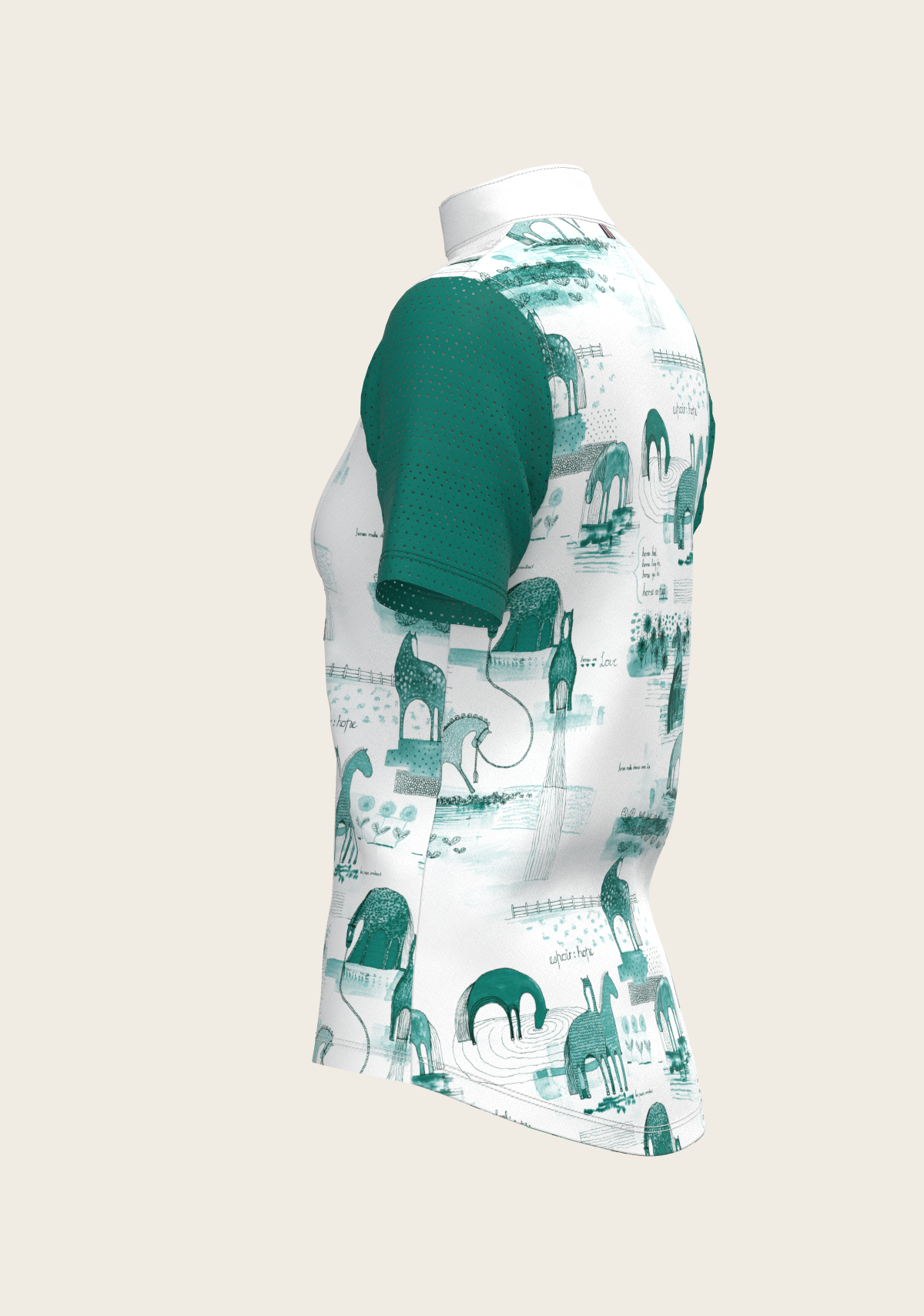 Daydreaming Horses in Green Short Pleated Short Sleeve Show Shirt - Equine Exchange Tack Shop