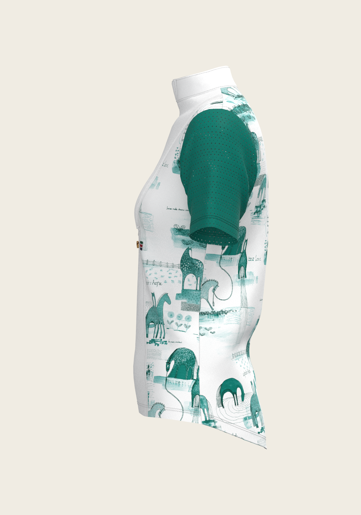 Daydreaming Horses in Green Short Pleated Short Sleeve Show Shirt - Equine Exchange Tack Shop