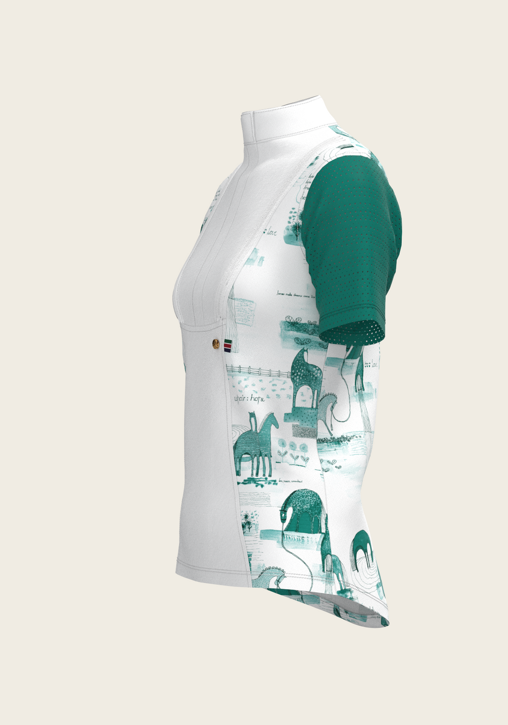 Daydreaming Horses in Green Short Pleated Short Sleeve Show Shirt - Equine Exchange Tack Shop