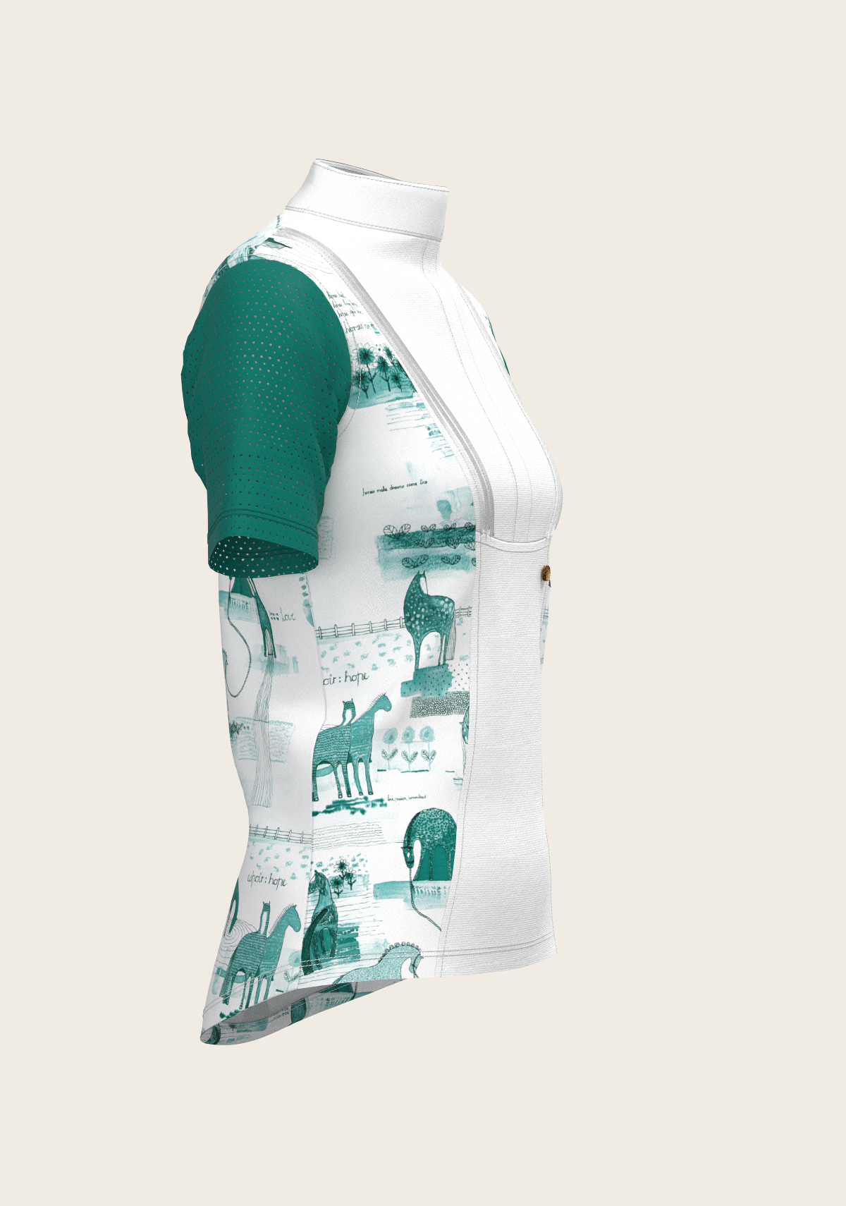 Daydreaming Horses in Green Short Pleated Short Sleeve Show Shirt - Equine Exchange Tack Shop