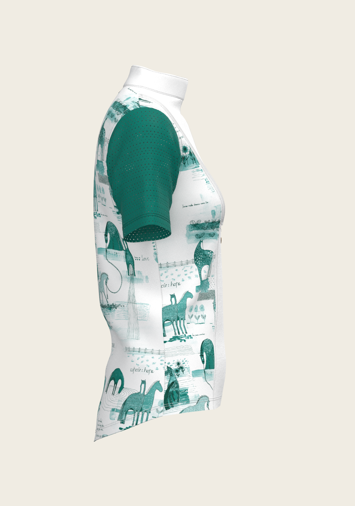 Daydreaming Horses in Green Short Pleated Short Sleeve Show Shirt - Equine Exchange Tack Shop