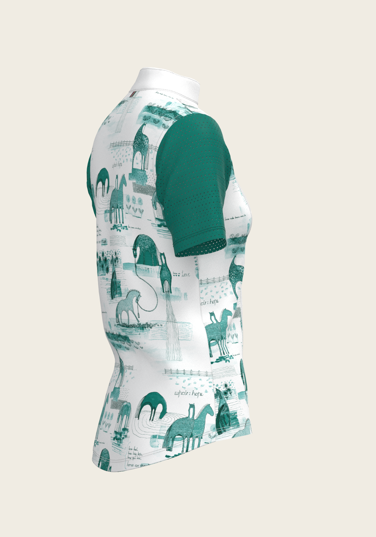 Daydreaming Horses in Green Short Pleated Short Sleeve Show Shirt - Equine Exchange Tack Shop