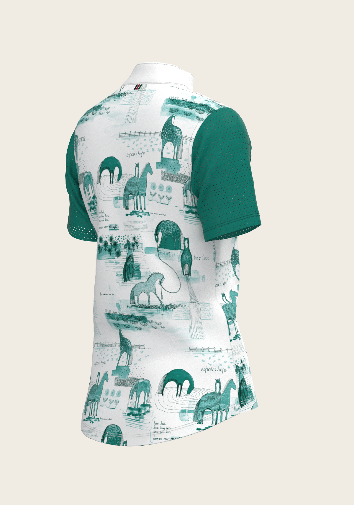 Daydreaming Horses in Green Short Pleated Short Sleeve Show Shirt - Equine Exchange Tack Shop
