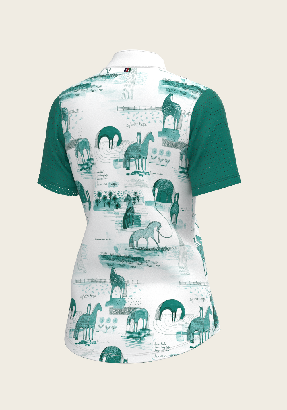 Daydreaming Horses in Green Short Pleated Short Sleeve Show Shirt - Equine Exchange Tack Shop