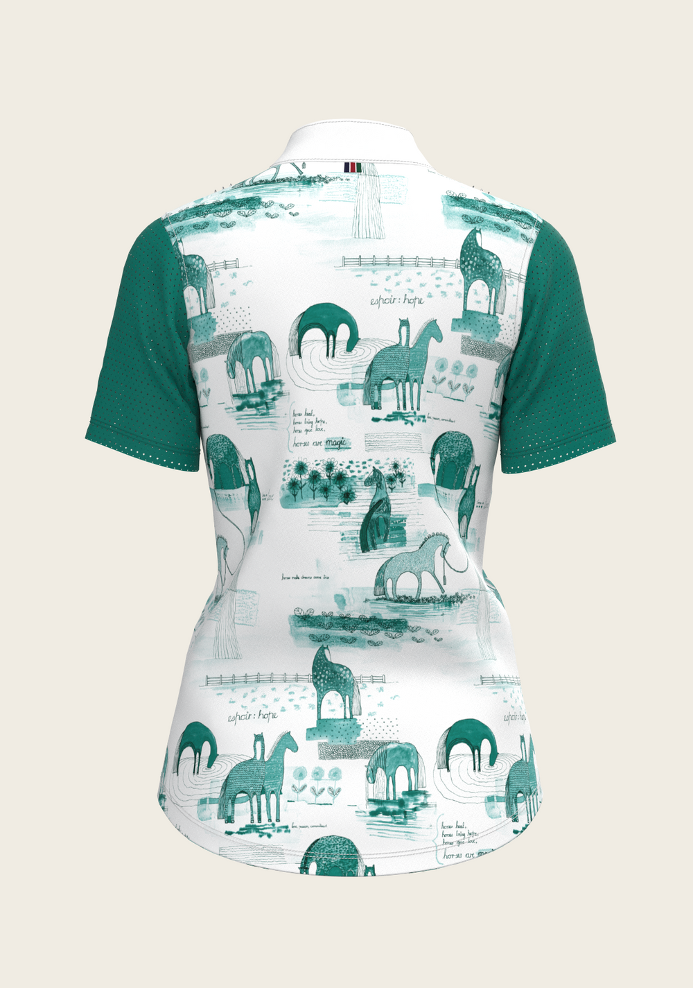 Daydreaming Horses in Green Short Pleated Short Sleeve Show Shirt - Equine Exchange Tack Shop
