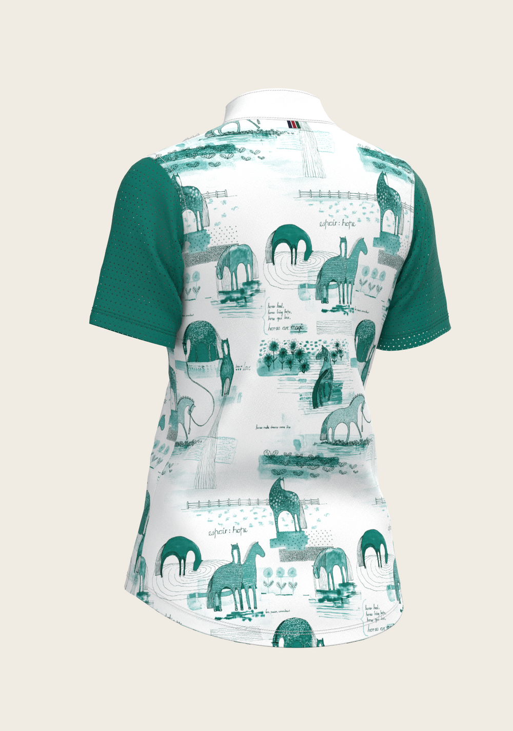 Daydreaming Horses in Green Short Pleated Short Sleeve Show Shirt - Equine Exchange Tack Shop