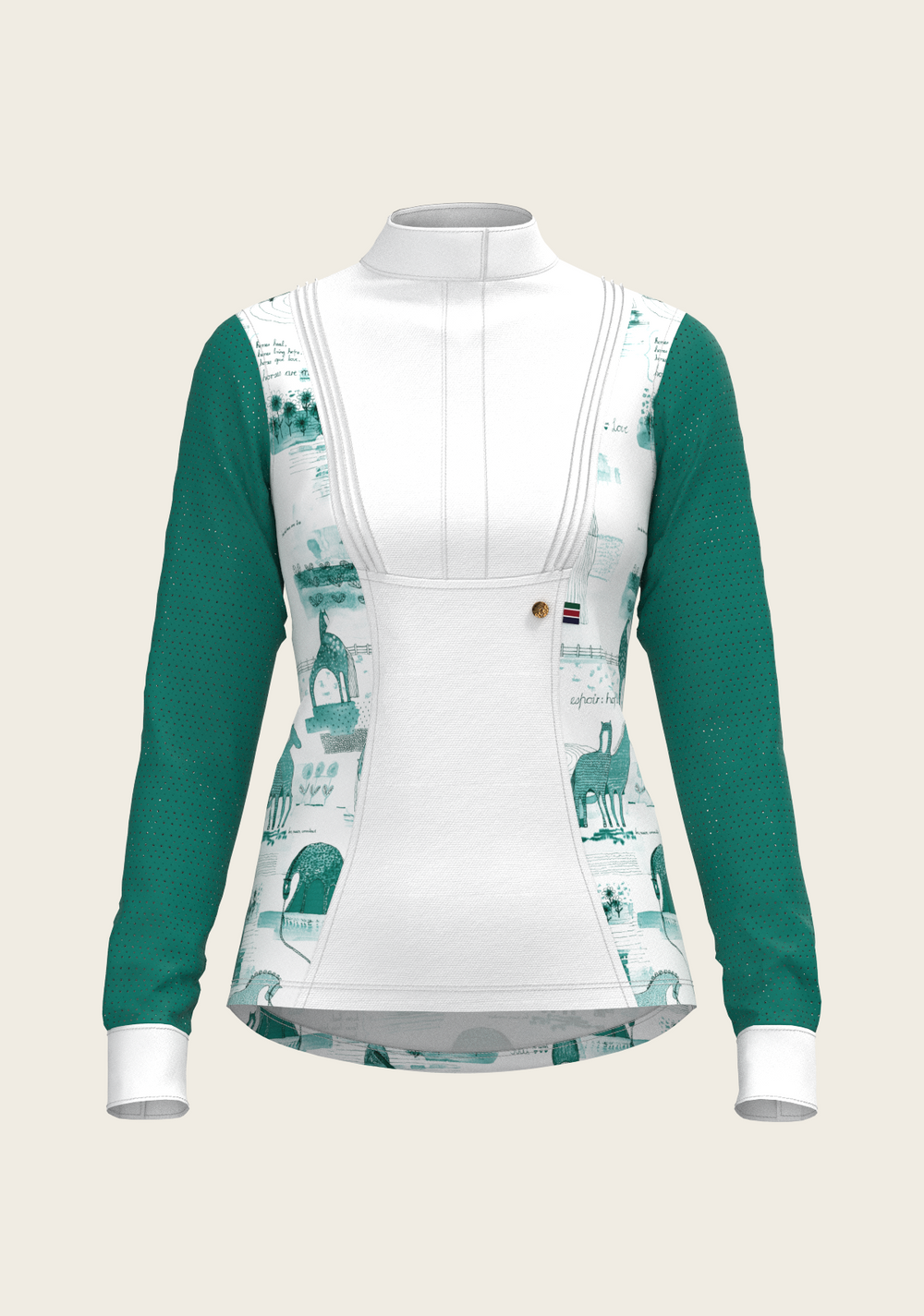 Daydreaming Horses in Green Short Pleated Long Sleeve Show Shirt - Equine Exchange Tack Shop
