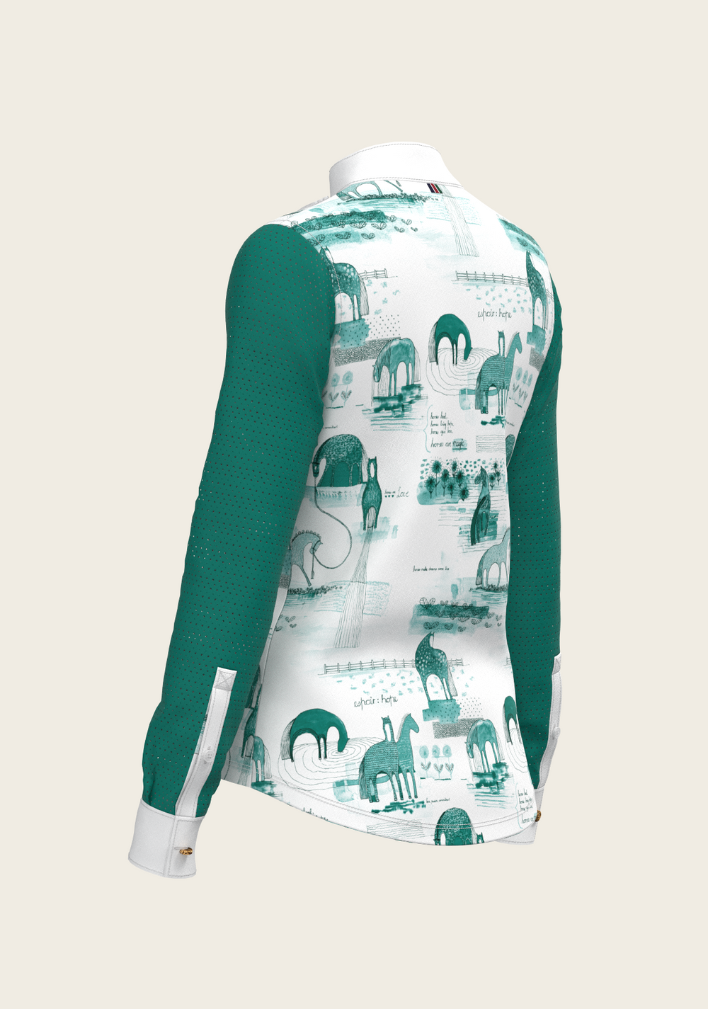 Daydreaming Horses in Green Short Pleated Long Sleeve Show Shirt - Equine Exchange Tack Shop