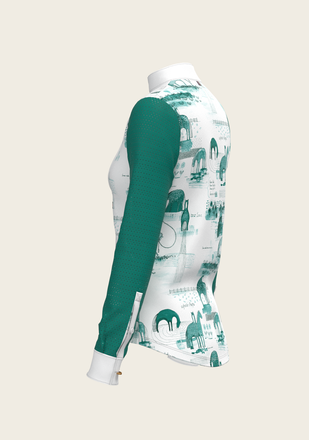 Daydreaming Horses in Green Short Pleated Long Sleeve Show Shirt - Equine Exchange Tack Shop
