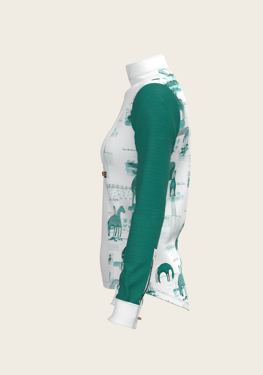 Daydreaming Horses in Green Short Pleated Long Sleeve Show Shirt - Equine Exchange Tack Shop