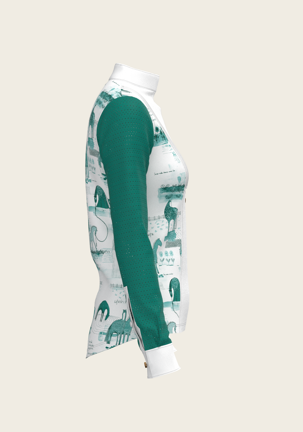 Daydreaming Horses in Green Short Pleated Long Sleeve Show Shirt - Equine Exchange Tack Shop