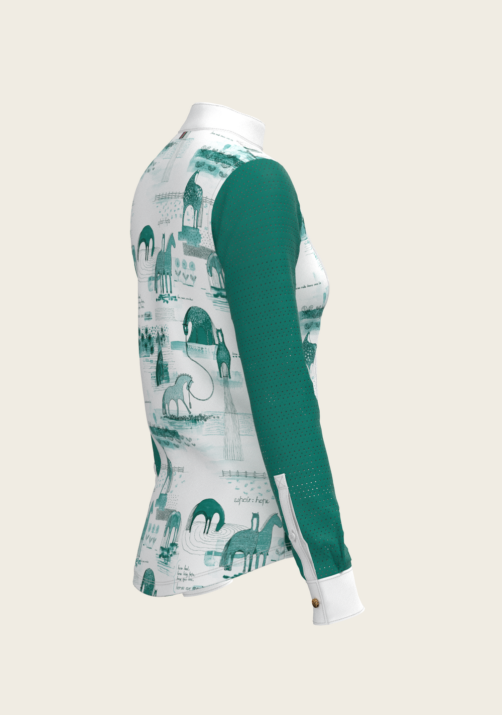 Daydreaming Horses in Green Short Pleated Long Sleeve Show Shirt - Equine Exchange Tack Shop