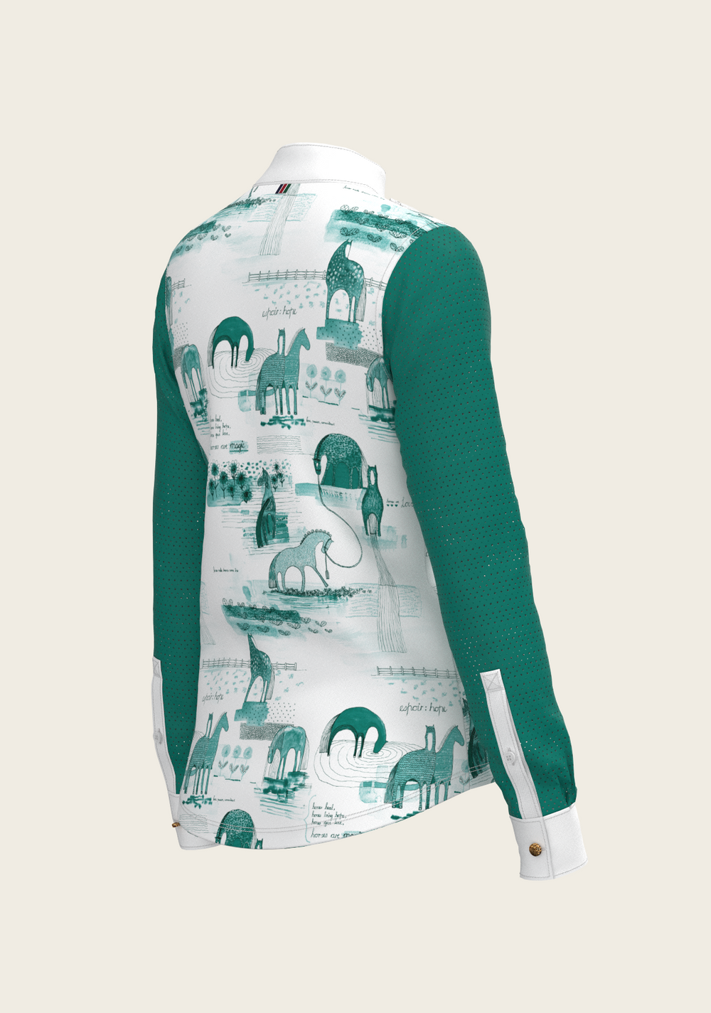 Daydreaming Horses in Green Short Pleated Long Sleeve Show Shirt - Equine Exchange Tack Shop