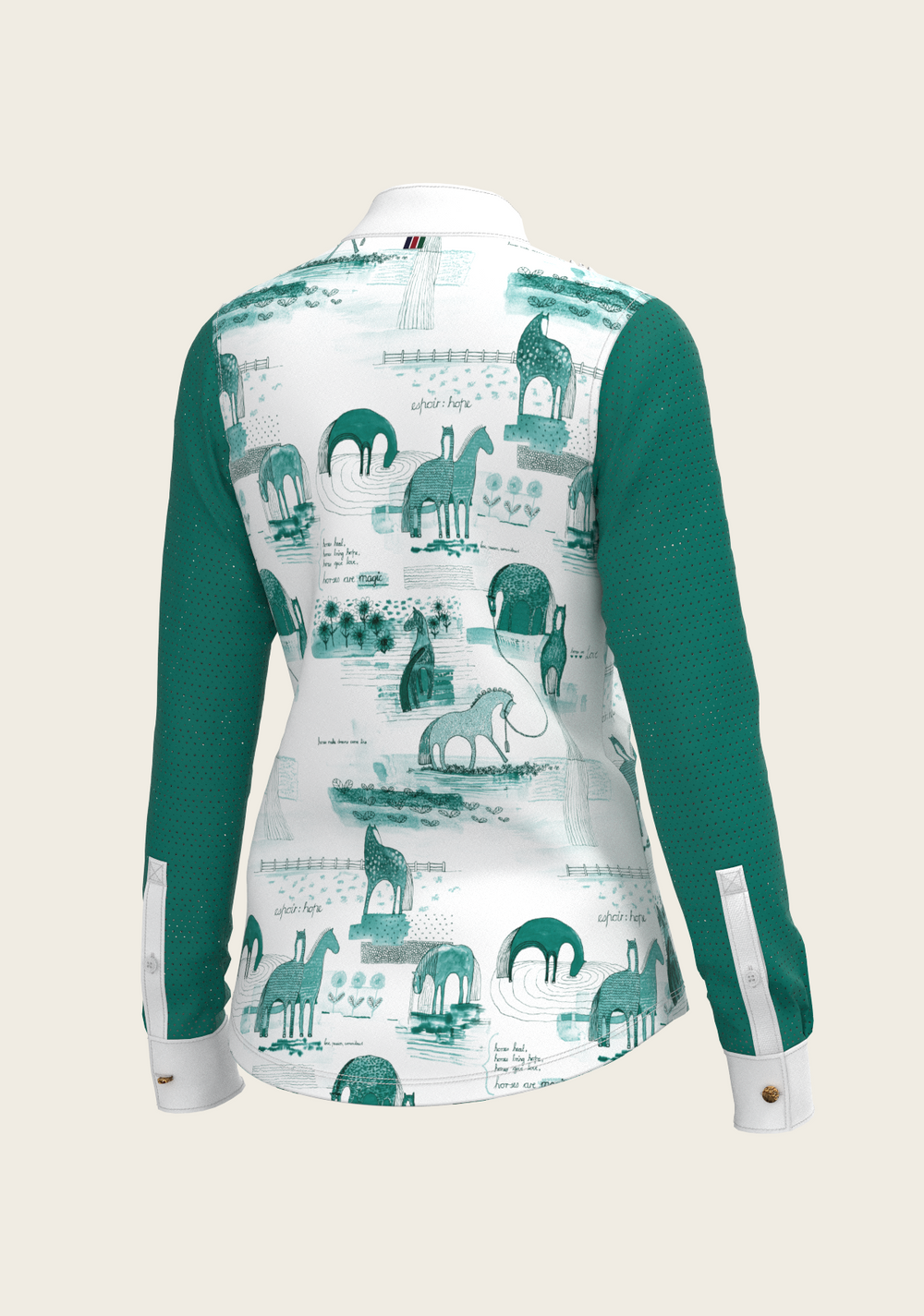 Daydreaming Horses in Green Short Pleated Long Sleeve Show Shirt - Equine Exchange Tack Shop