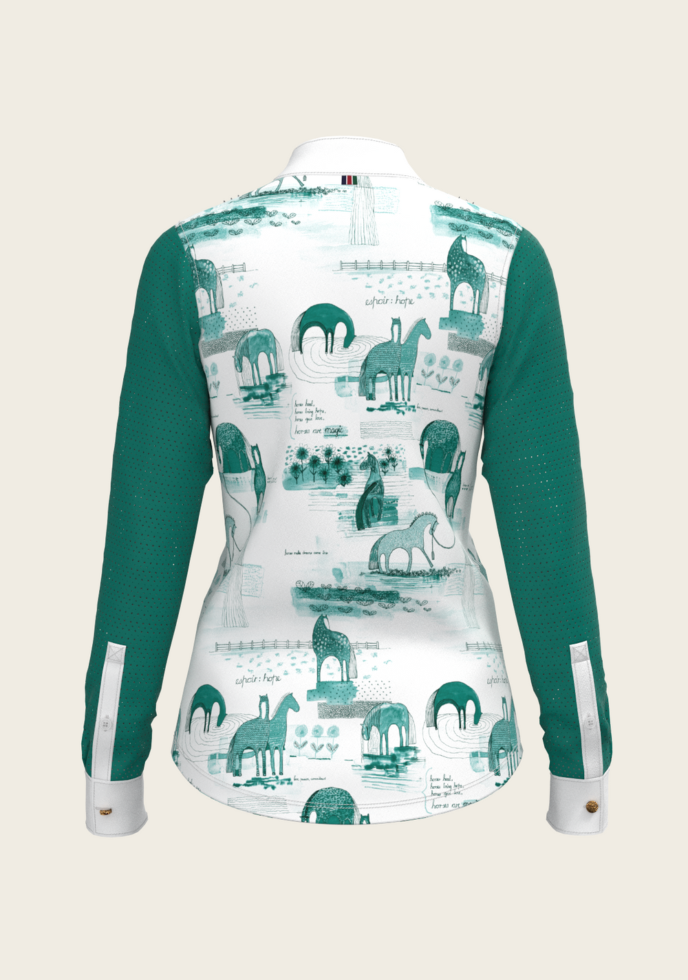 Daydreaming Horses in Green Short Pleated Long Sleeve Show Shirt - Equine Exchange Tack Shop